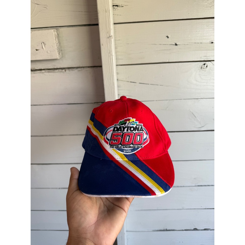 Vintage 2005 Daytona 500 NASCAR Hat Red Blue 47th Annual Racing Cap Adjustable